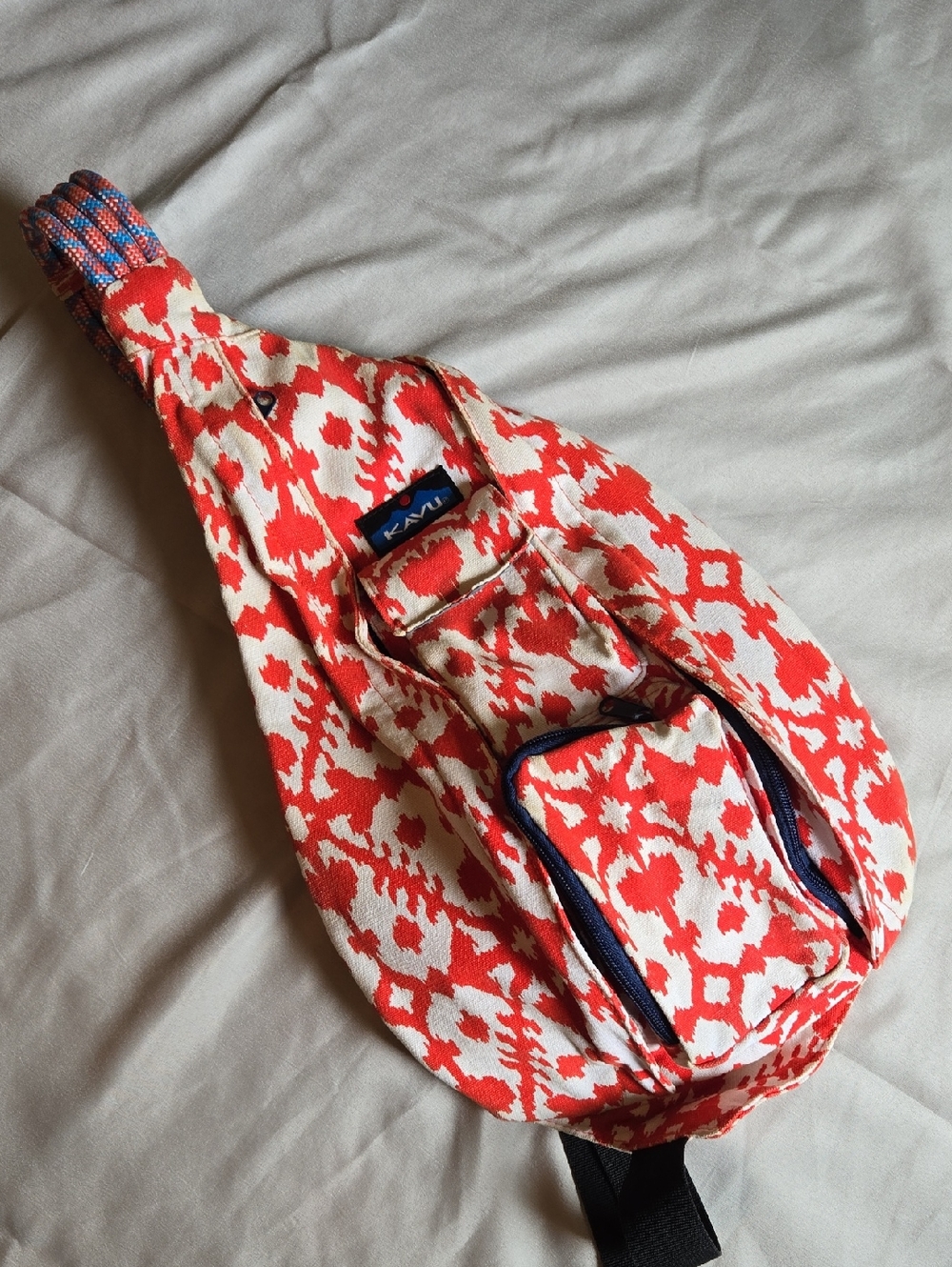 Kavu Red & Cream Ikat Sling Pack
